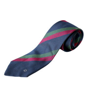 VTG Dunhill Repp Stripe Tie Work Business Preppy College Academia Regimental